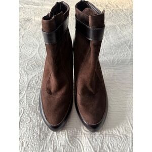 Aerosoles Brown Leather and Suede 3" Heel Boots Booties Zip Closure Size 8.5